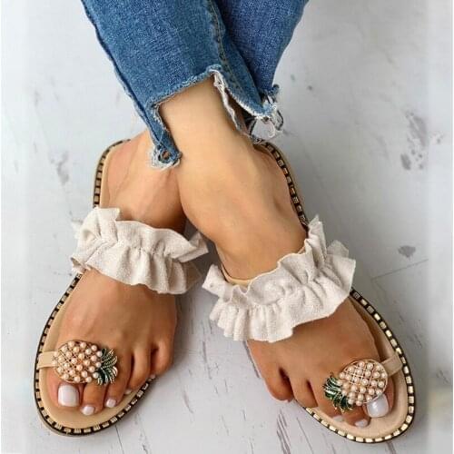 Women Summer Slipper Flats Bohemian Beach Shoes Woman Crystal Pineapple Casual Flip Flops Fashion Ladies Plus Size Slippers