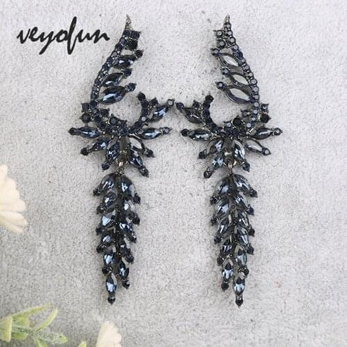 Veyofun Luxury Symmetric Crystal Drop Earrings for Women Trendy 2Color Earrings Fashion Jewelry Wholesale Brinco