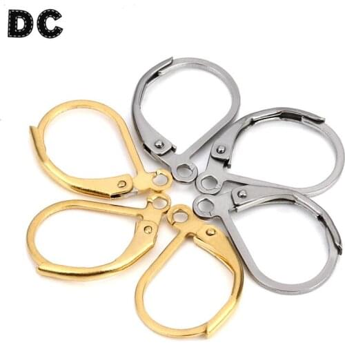 20pcs/lot 11*16mm Silver Gold French Lever Earring Hooks Wire Settings Base Hoops Earrings For DIY Jewelry Making Supplies