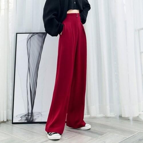 2021 spring and summer womens new wide-leg pants womens high-waist temperament wide-leg pants casual pants loose