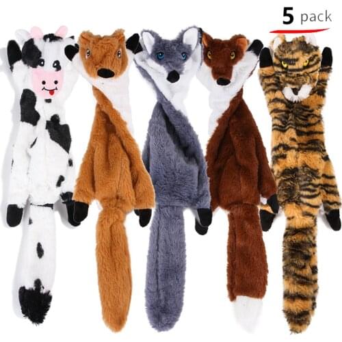 5pices Dog Toys for Large Small Dogs Chewers Interactive Dog Plush Squeaky Toys Cows Zebra Honey Jar Squeaker Toy for Dog