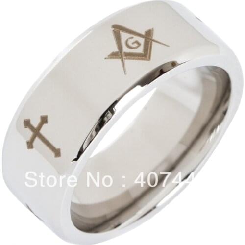Free Shipping Cheap Price USA Canada UK Russia Brazil Hot Sales 8MM Polsihed Color Mens Masonic Tungsten Wedding Ring Size 6-13