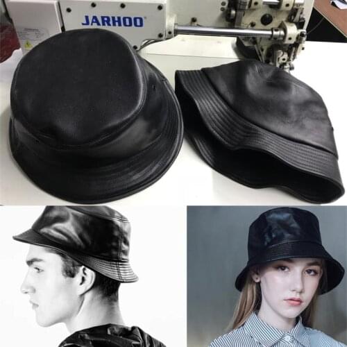 Free shipping.Genuine leather bucket hat.casual outdoor cowhide cap.fashion leather hat.wholesales.Cheap