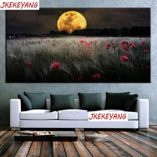 Large 5D Diy diamond painting Poppies in the moonlight Diamond Mosaic Rhinestone Embroidery cross stitch Y3675