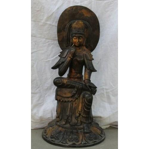Fast shipping USPS to USA S2183 30" Ancient Chinese Buddhism Bronze Seat Kwan-yin Guan Yin Boddhisattva Statue