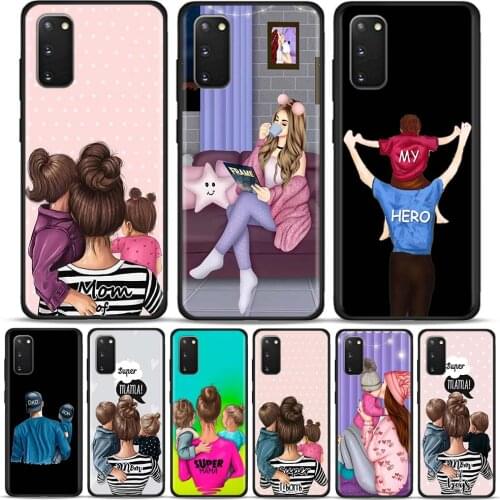 Phone Case for Samsung Galaxy S20 FE S21 Ultra 5G S8 S9 S10 S20 Plus S10e Matte TPU Cover Coque Super Dad Mom Cute Baby Girl Boy