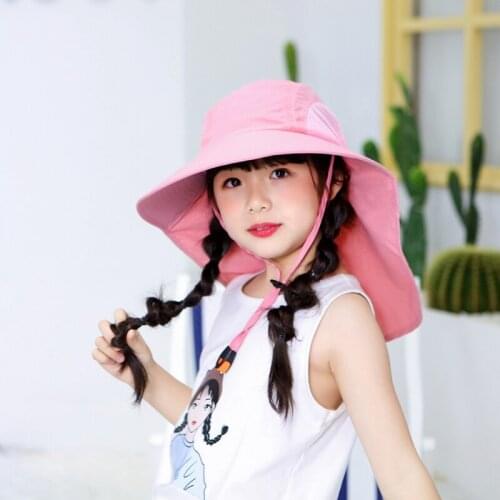 Outdoor Flap Cap Children Lightweight Foldable Adjustable Sunshade Neck Cover Sun Hat Sportswear Accessories With Chin Strapym