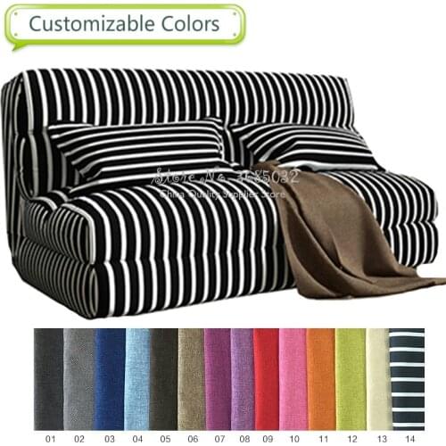 60/90/120cm Fashion Sofa Bed Lazy Couch Folding Velvet Stripe Tatami Bedroom Sofa Chair Washable with Removable Cover
