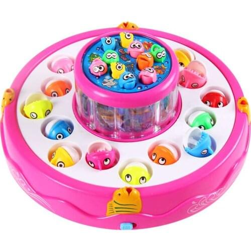 Electric toy Electric Fishing Rod Rotating Dribbling Magnetic Plate Baby Educational Toys For Children Battery Operated Sounding