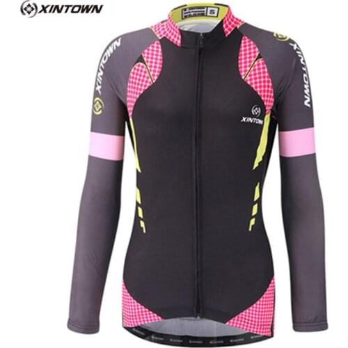 XINTOWN Pro Team Womens Long Sleeve Bike Clothes Maillot Tops Bicycle Cycle Cycling Jersey Shirts Autumn Ropa Ciclismo Black