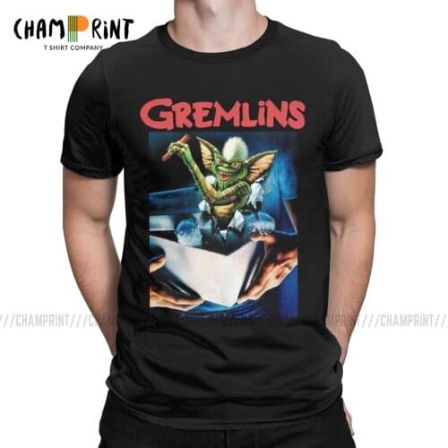 Gremlins Mens T Shirts Gizmo Monster Gremlin 80s Horror Christmas Movie Awesome Tees Round Neck T-Shirts Printed Clothing