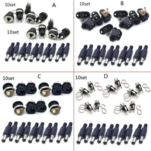 M17D 10pairs DC Power Connector Pin Female Male Jack Socket Adapter 5.5x2.1mm 2/3Pins