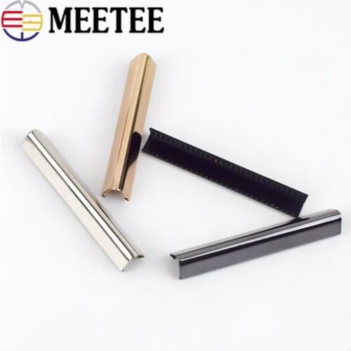 Meetee 10pcs 10-60mm Metal Strap Tail Clip Buckle Suspenders Belt Tail Clip Wallet Leather Stopper Buckle Cord End DIY Accessory
