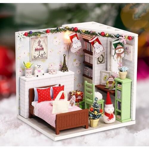 DIY Miniature DollHouse Doll Houses Furniture Kit Model Wooden Dollhouse RoomBox Toys For Children New Year Christmas Gift Casa