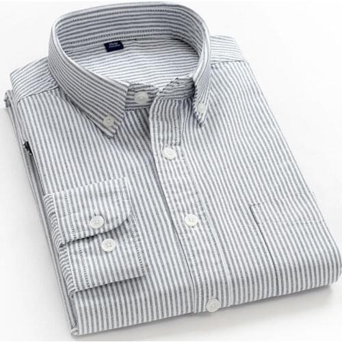 Mens shirt long-sleeved striped shirt Korean version of the spring and autumn thin student long-sleeved shirt casual Slim