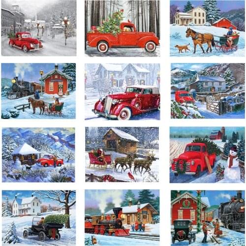 Christmas Snow Scene Diamond Painting Material Packaging DIY Handmade Craft Cross Stitch Point Drill Tools Accessories