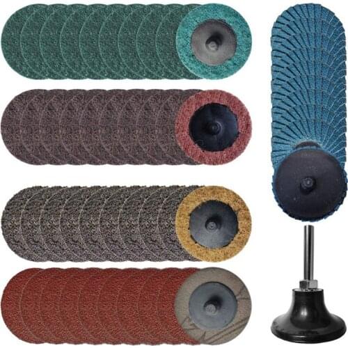 Set of 50 Sanding Discs, 2 Inch Roll Lock Disc, with 1/4 Inch Bracket, Used for Mold Grinder Stripping Polishing Burrs