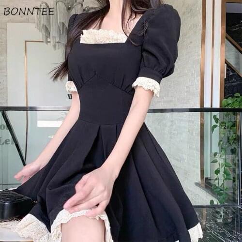 Dresses Women New Arrival Elegant Summer Sweet Patchwork Fashion Lace Tender BF Style Mini All-match Streetwear Party Ins Simple