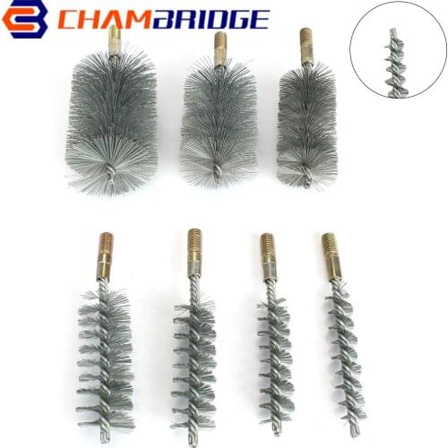 Thread Wire Brush Metal Handle 18/22/25/32/40/50/65/75mm Brush Working Stainless Steel Wire Pipe Tube Cleaning Chimney Brush Kit