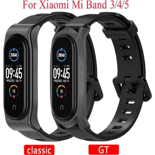Original Mijobs Youth Strap For mi band 5 strap Bracelet Metal Frame Strap For Xiaomi Mi Band 5 Silicone Strap For Mi Band 4