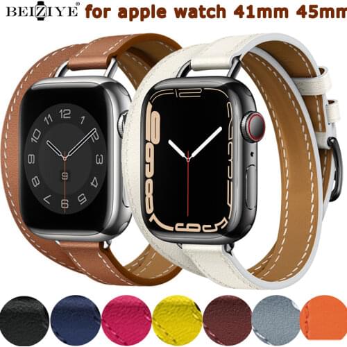 Attelage Double Tour Leather loop Band For Apple Watch 42mm 38mm 40mm 44mm Sport Strap for iWatch Series 2 3 4 5 6 SE watchbands