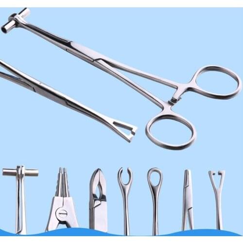 SaYao 1 Piece Stainless Steel Ear Lip Navel Nose Tongue Septum Forcep Clamp Plier Tool for body piercing Rings Opening Plier