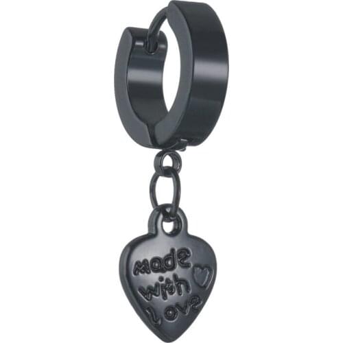 Black Punk Stainless Steel Love Heart Stud Earrings For Men Women Vintage Hip Hop Ear Jewelry Accessories Earrings Wholesale