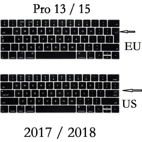Silicon Waterproof Keyboard Film Skin EU US English Keyboard Skin for Macbook Pro 13 15 2018 2019 Keyboard Cover A1989 A1990