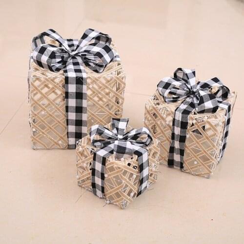 Led Gift Box Christmas Decoration Xmas Tree Ornament Market Window Ornament Christmas