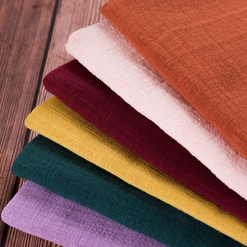 Width 53'' Solid Chinese Pleated Cotton Linen Fabric By The Half Yard For Dress Shirt Pants Material