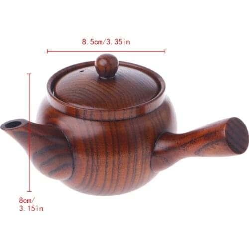 Chinese Style Traditional Nature Wooden Teapot Long Handle Portable Coffee Tea Maker Pot Kettle