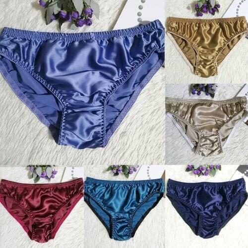 Womens Seamless Silk Satin Panties Elastic Waist Briefs Underwear Solid Soft Knickers Sexy Lady Girls Underpants Lingerie