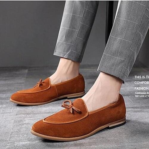 Plus Size 37-48 Men Flats Casual Dress Shoes Green Cow Suede Leather Formal Shoes Party British Suit Elegant Gentleman Loafers