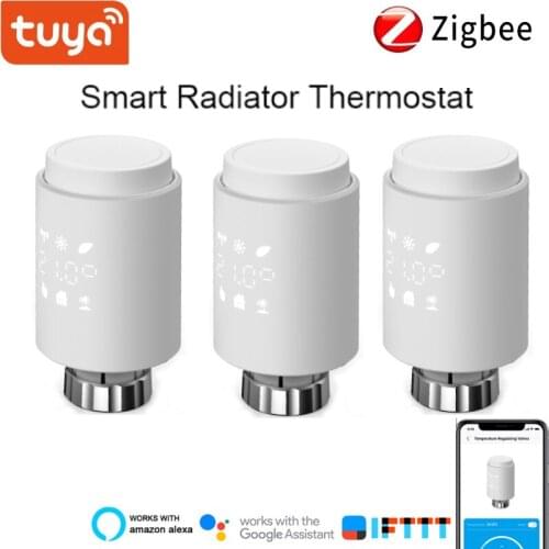 Tuya ZigBee 3.0 Smart Radiator Actuator Programmable Thermostatic Radiator Valve Temperature Controller Voice Control Via ZigBee