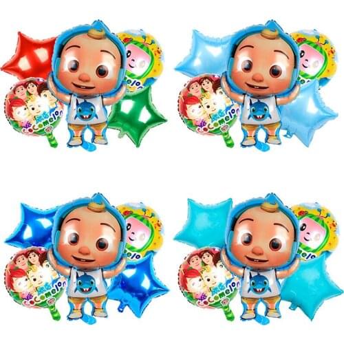 5pcs/lot CoComelon Children Happy Birthday Decoration Foil Balloon Cartoon Watermelon Aluminum Film Balloon Boy Girl Party Balon