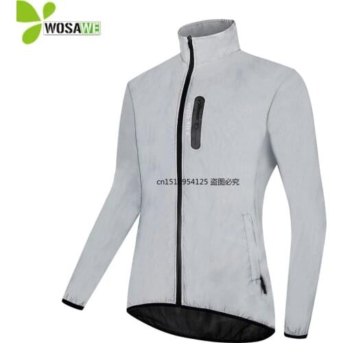 WOSAWE Full Reflective Men Womens Cycling Jackets Waterproof Rain Repellent Windproof MTB Bike Windbreaker for Night Riding