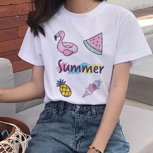 Pineapple Cartoon Women T-shirts Ullzang Graphic Kawaii Top Female T Shirt 90s Harajuku Summer O-neck Ladies Tees tops Shirts