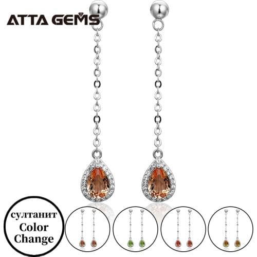 Zultanite Sterling Silver Earring COLOR CHANGE stone S925 Womens Earring Turkish Created Diaspore Pear Cut Birthday Gifts