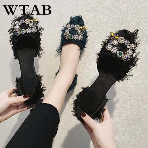 WTAB fashion crystal summer flat shoes women 2019 casual tassels women shoes zapatillas mujer Womens Flats new ladies shoes