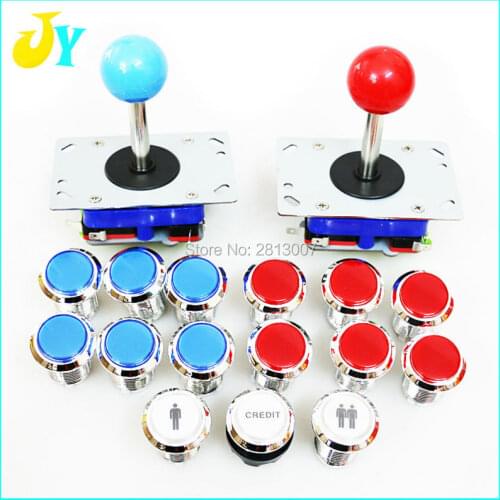 15pcs 12V LED chrome illuminate push button + 2 pcs American/ZIPPY 8way arcade joystick for DIY JAMMA ARCADE GAME KIT