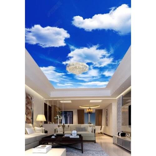 1813 Clear Blue Sky with Clouds Printing stretch ceiling film for workshop ceiling decoration