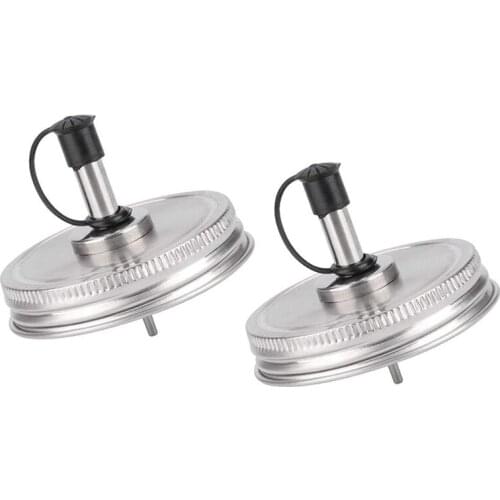 2 Pcs Regular Mouth Mason Jar Pour Spout Lids with Caps for Olive Oil Cocktail Dispenser and Salad Dressing Shaker
