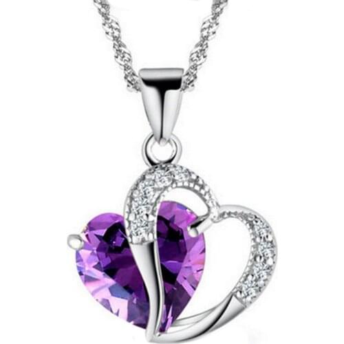 2021 Luxury Ladies Necklace Top Class Lady Fashion Love Heart Pendant Necklace Crystal Jewelry Girls Festival Gifts Dropshipping