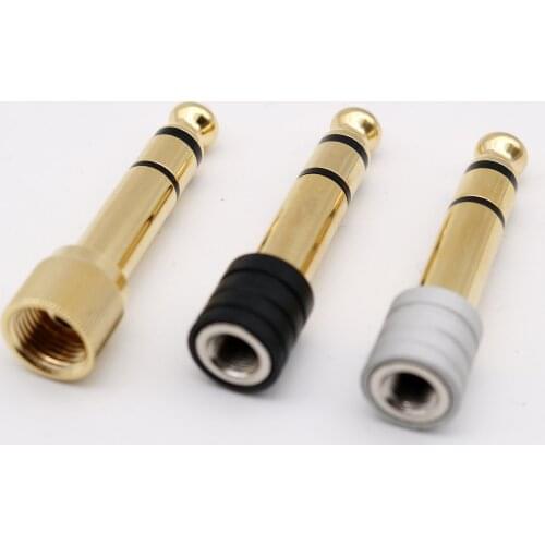 6.35mm 1/4" Stereo Male to 3.5mm 1/8" Female Jack Plug Audio Adapter Connector With Screw On Gold Black Silver