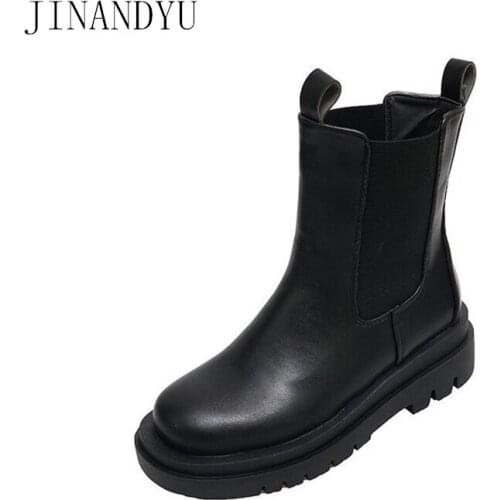 Casual Boot Platform Shoes Sexy Leather Boots Women Autumn Ankle Boots New Comfy Thick Sole Shoes for Women Black Chunky Boots
