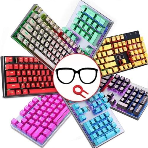 C1FB Low Profile Keycap Set for Cherry MX Backlit Mechanical Keyboard Crystal Edge Design with Key Puller Removal Tool