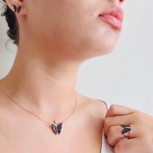 Black Butterfly 925 Silver Set