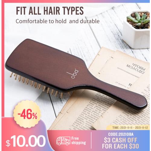 Oba Wooden Antistatic Hair Brush Scalp Brush Women Men Massage Hair Brush Combs Hair Dressing Products Wood