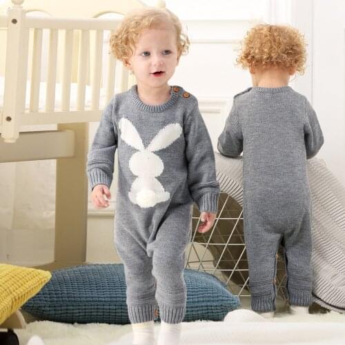 Baby Winter Romper Christmas Newborn Boys Girls One Piece Jumpsuits Handmade Knitted Long Sleeve Infant Crochet Overalls Therma