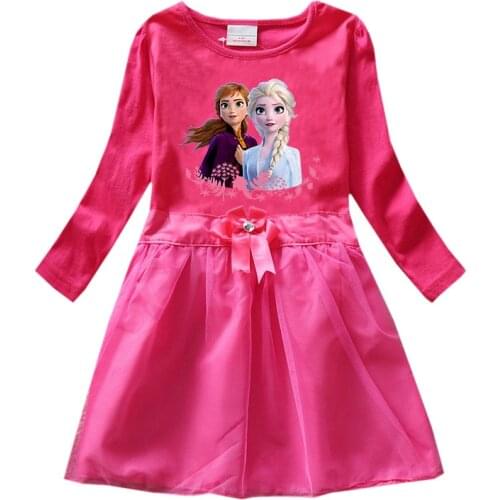 Disney Frozen Elsa Girls Dress Childrens Long Sleeve Anna Elsa Princess Dress Cartoon Girls Christmas Frozen Kids Clothes